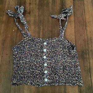 Floral smocked tank top